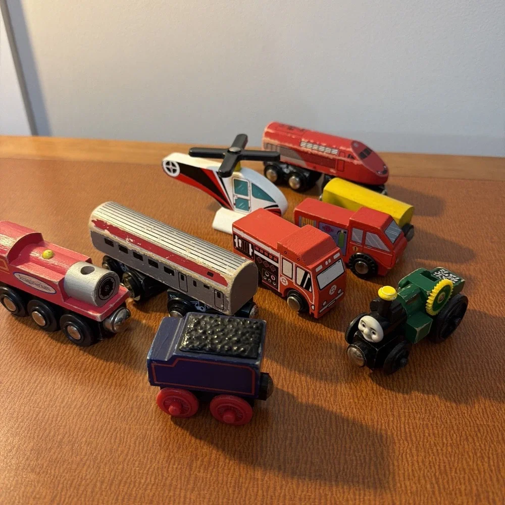 Wooden‎ Trains Lot: Trevor Plus 7 Unbranded Vehicles